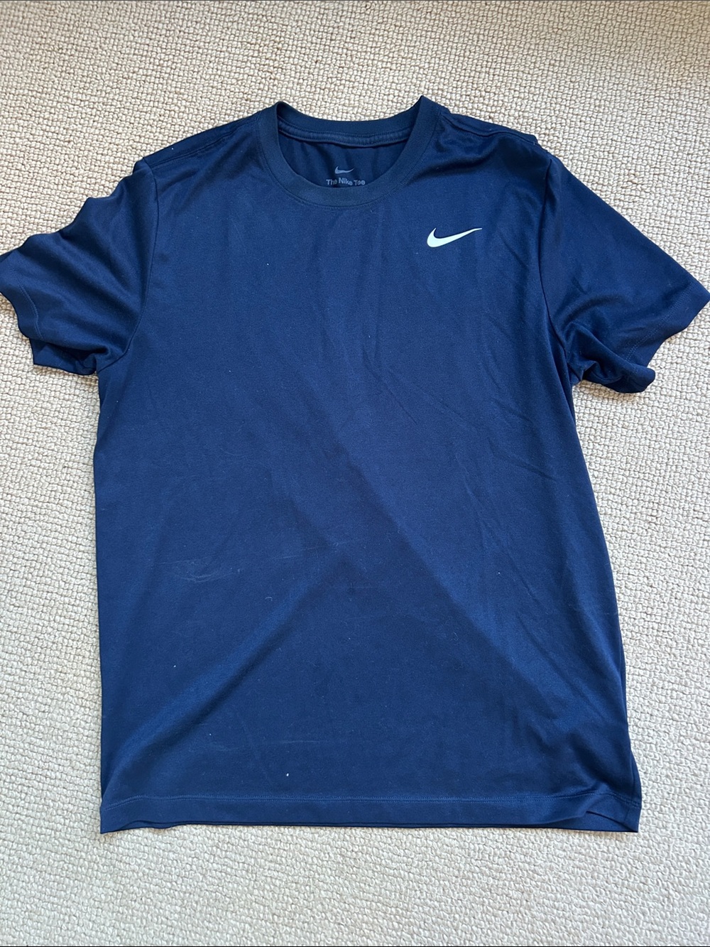 Nike Navy Short-Sleeve Crew Neck Performance Tee with White Swoosh